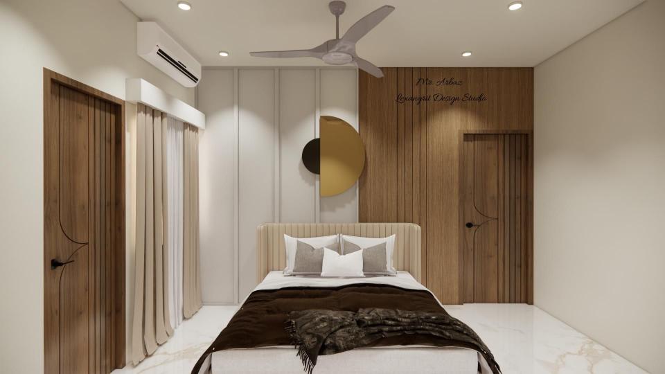 image of the master bedroom2 featuring a luxurious bed with a tufted headboard against an accent wall