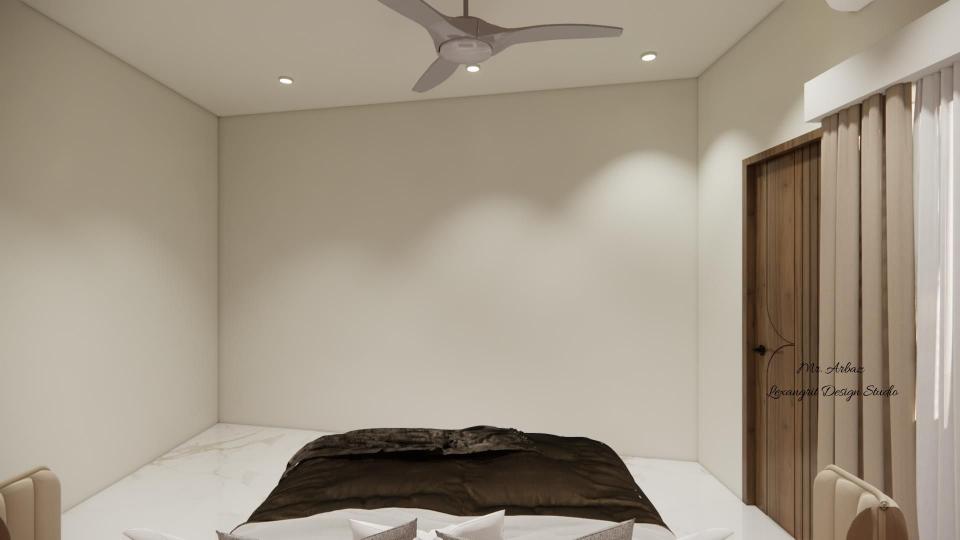 image of the master bedroom2 featuring a luxurious bed with a tufted headboard against an accent wall
