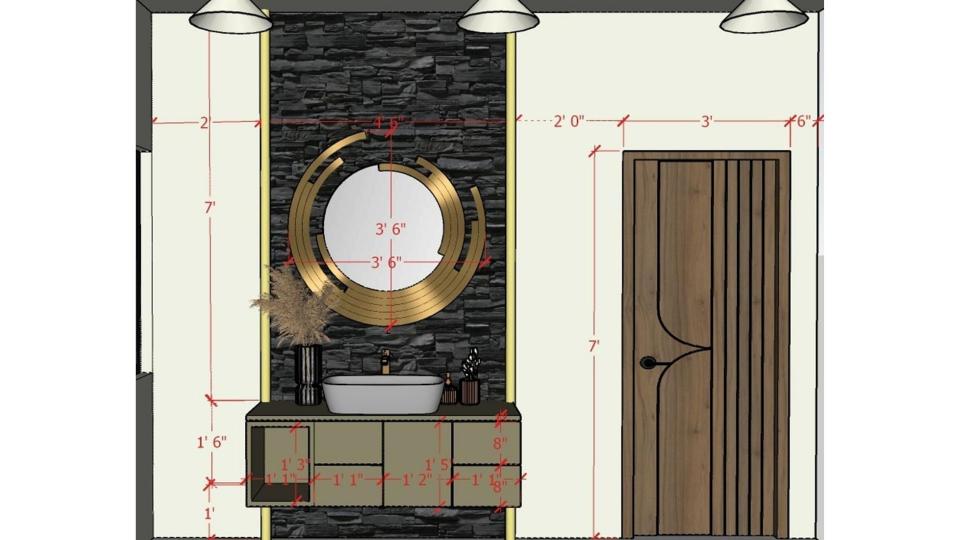 Vanity unit and decorative mirror  2d dimensions