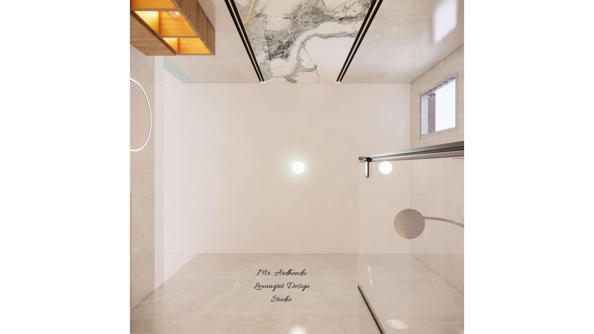 bathroom flase ceiling, single light with a modern design