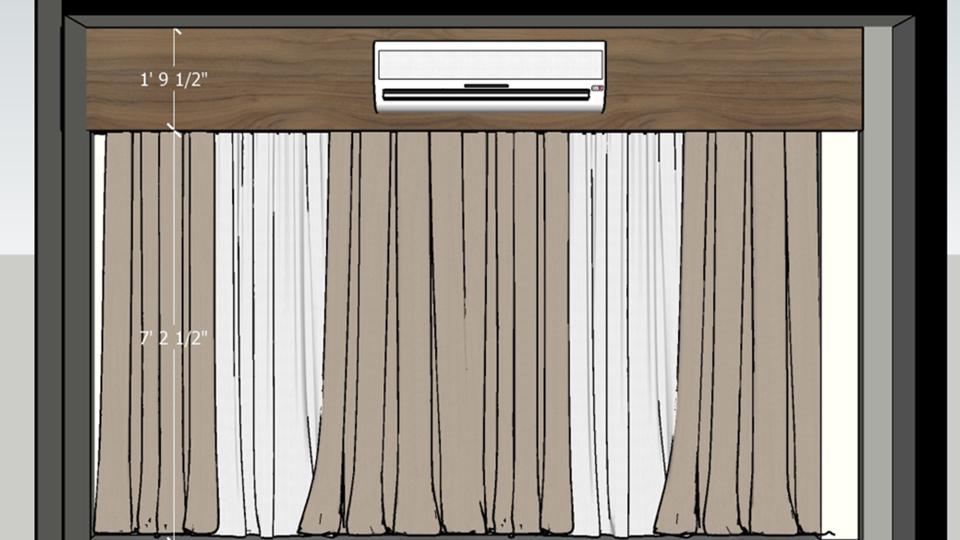 Image of the master bedroom featuring a luxurious bed with a tufted headboard, bedside tables, and pendant lights against an accent wall 2d dimensions