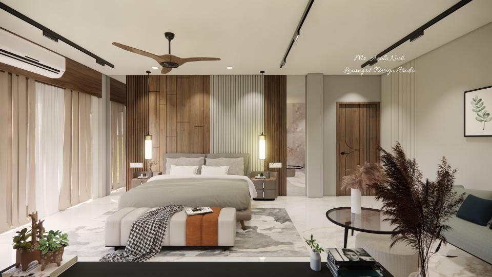 Image of the master bedroom highlighting a spacious