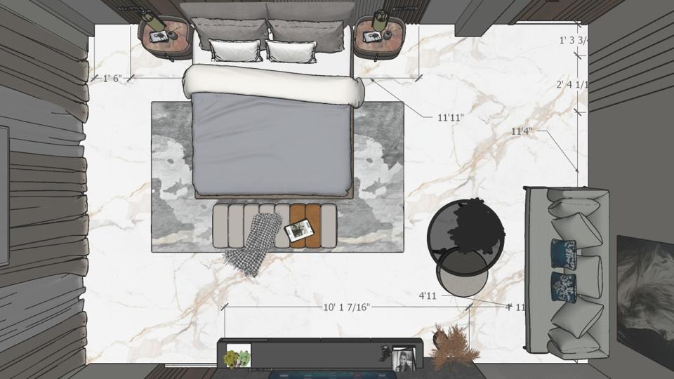 Image of the Master Bedroom Top view 2d dimensions