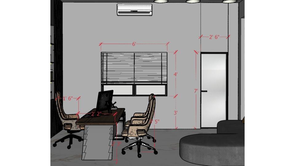 Boss cabin  & seating area 2d dimensions