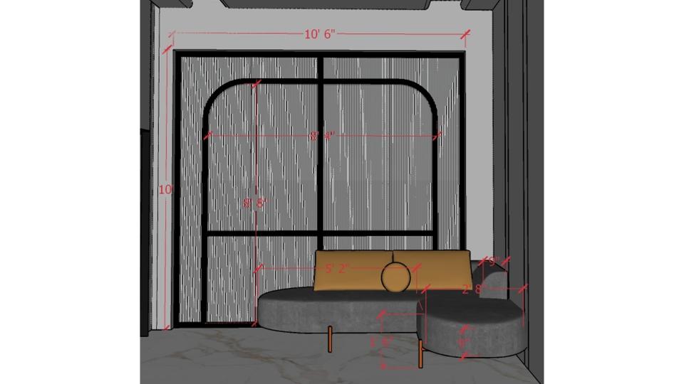 Boss  cabin with decorative wall & right side storage 2d dimensions