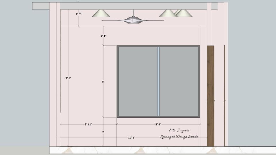 image of the first floor  bedroom 1 displaying a stylish tv unit with a some storage and decorative items against a softly decorated wall 2d dimensions