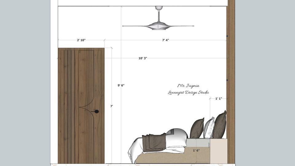Image of the ground floor bedroom entrance view  2d dimensions