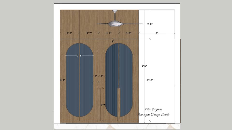 Image of the ground floor bedroom stylish wardrobe 2d dimensions