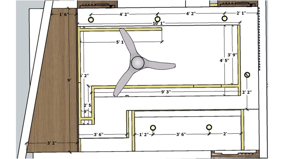 Bedroom  1 false ceiling view 2d dimensions