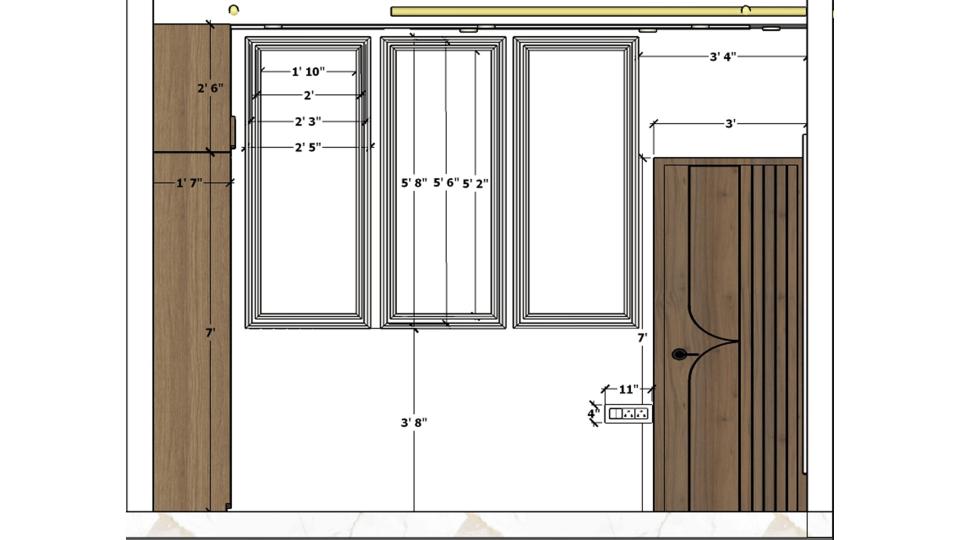 Bedroom 1 headboard wall 2d dimensions