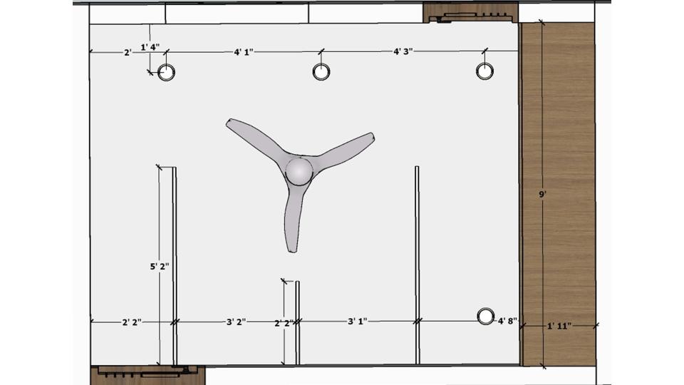 Bedroom 2 false ceiling view  2d dimensions
