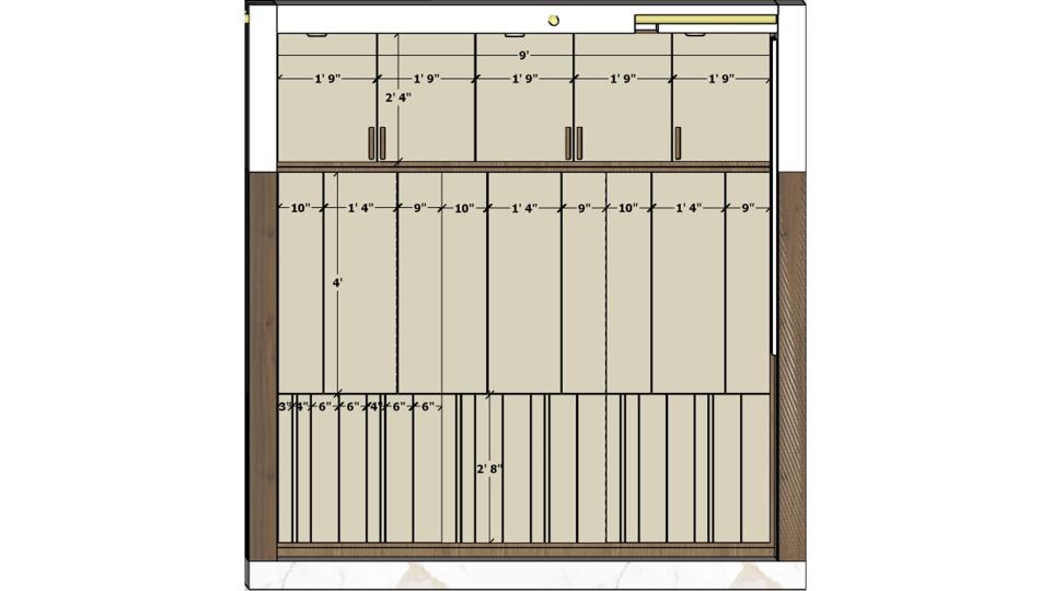 Bedrooom 1 sliding wardrobe 2d dimensions