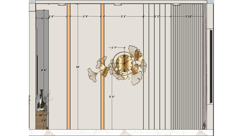 Living room decorative wall 2d dimensions