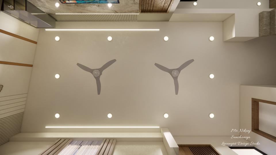 Living room & Dining room two fan  false ceiling design