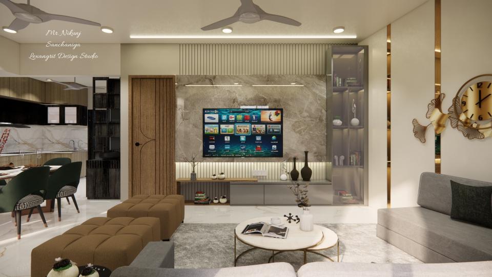 Living room front of tv unit and some storages