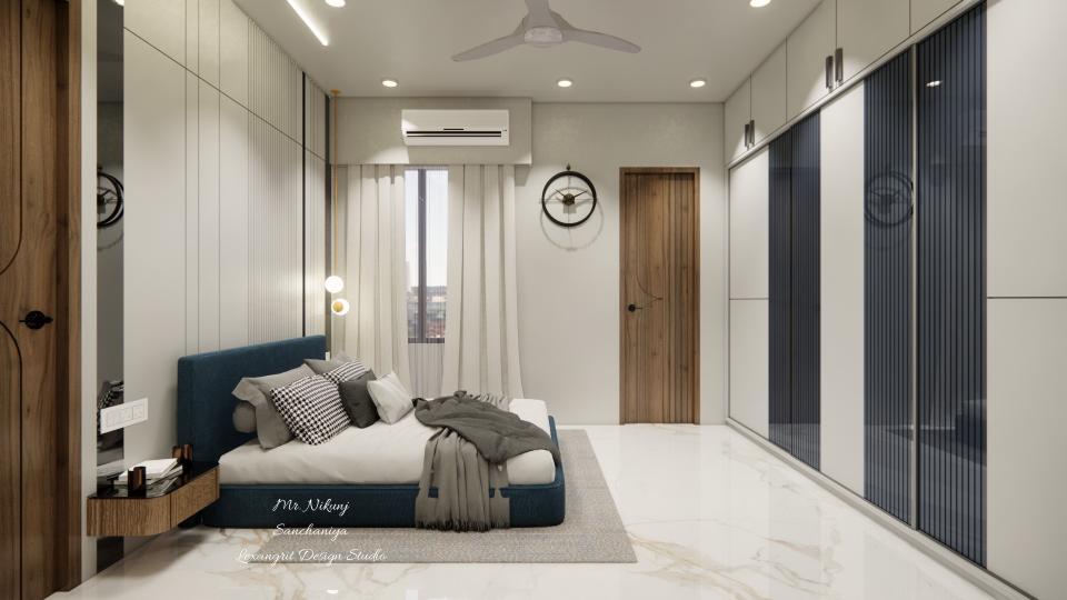 Master Bedroom showing luxurious bed, side table and sliding wardrobe