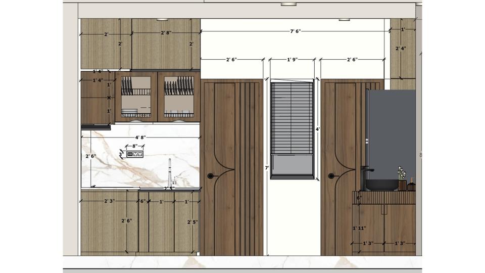 Modular kitchen storage  2d dimensions