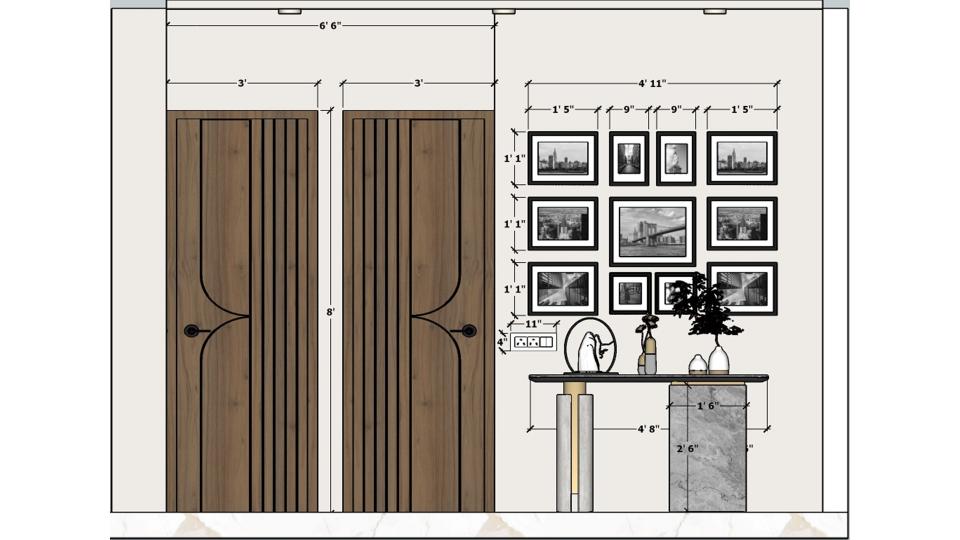 Passage another view and photo frame wall decoration design  2d dimensions