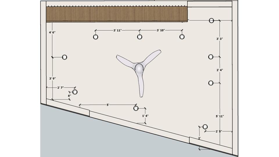 Shop storage false ceiling view  2d dimensions