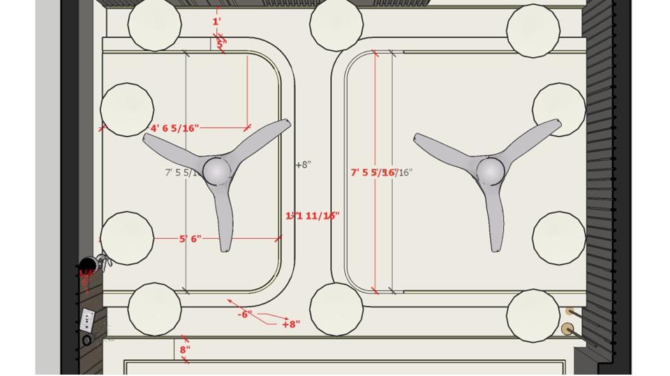 Luxurious master bedroom false ceiling view 2d dimensions