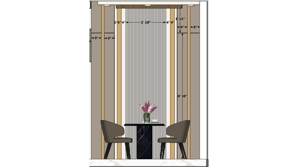 Dining area decorative wall 2d dimensions