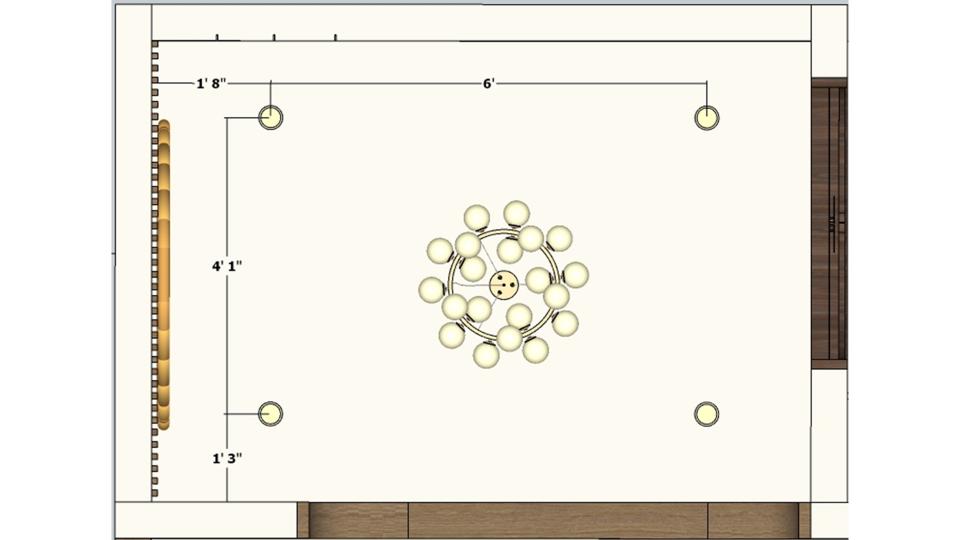 distance between two lights and chandelier