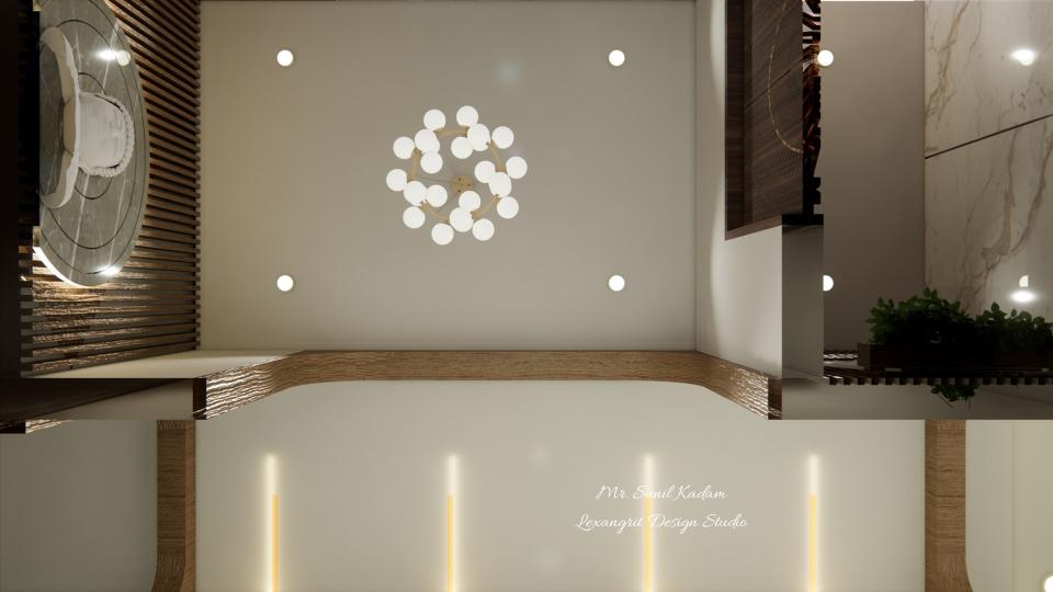 Foyer false ceiling and chandelier view