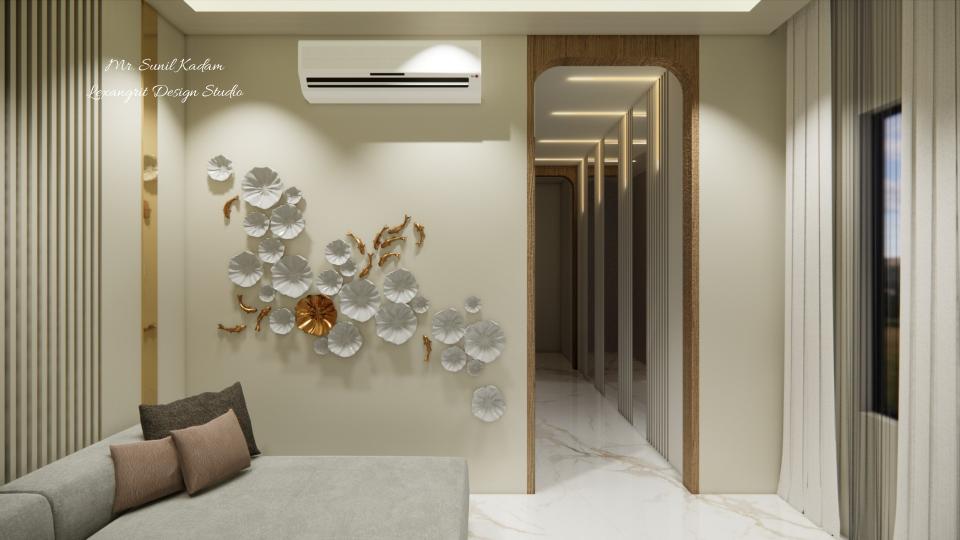 Living area decorative wall and passage area