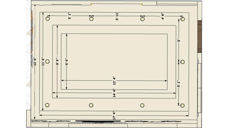 Living room two ceiling fan false ceiling design  2d dimensions