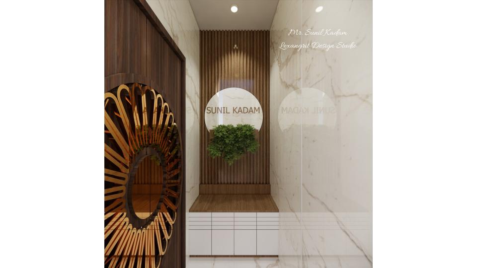 Louvers design with name plate and shoes unit