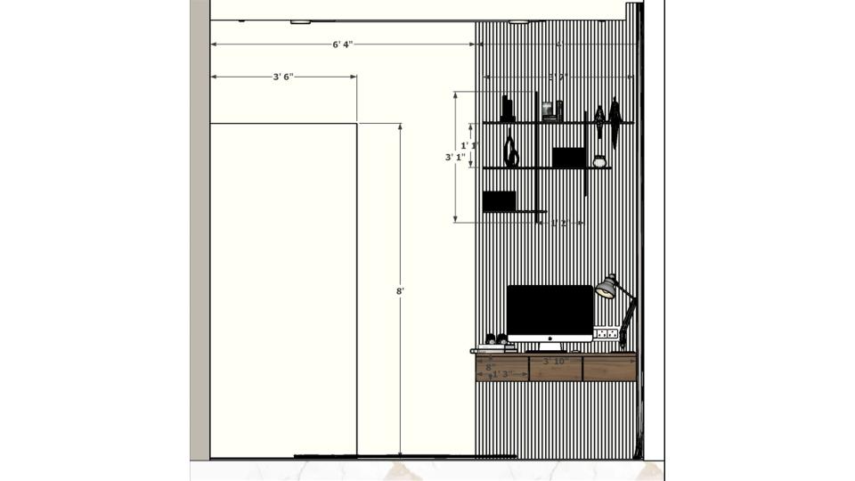 Master bed room bed side view headboards paneling & both side table