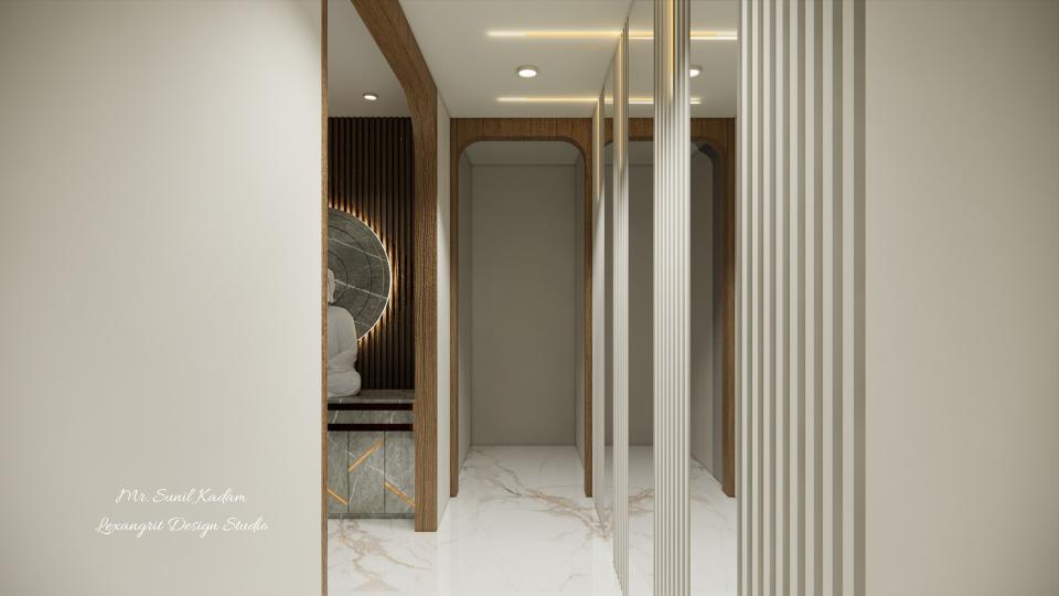 Passage decorative mirror and louvers design