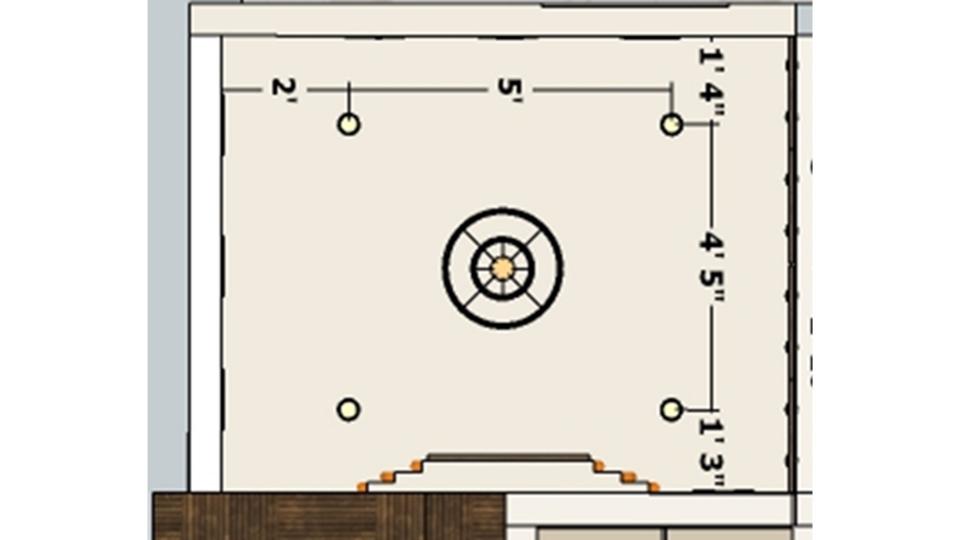 Puja room false ceiling view 2d dimensions