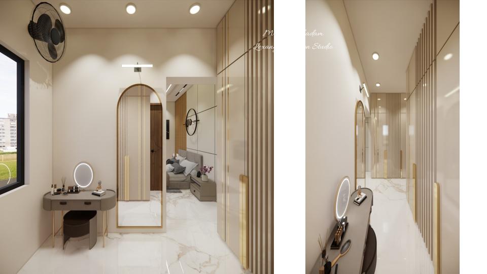 Walk in closets dressing table view 2d dimensions