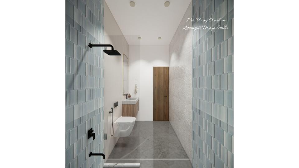 Bathroom another view shower area ,wc area & sleek vanity unit with mirror