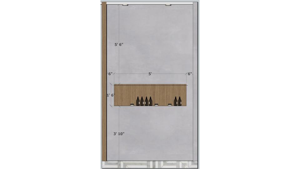 First floor bathroom shower area storage 2d dimensions