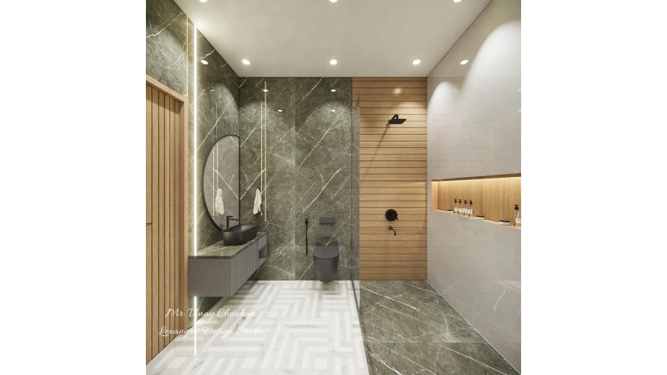 First floor bathroom wc area & shower area front view