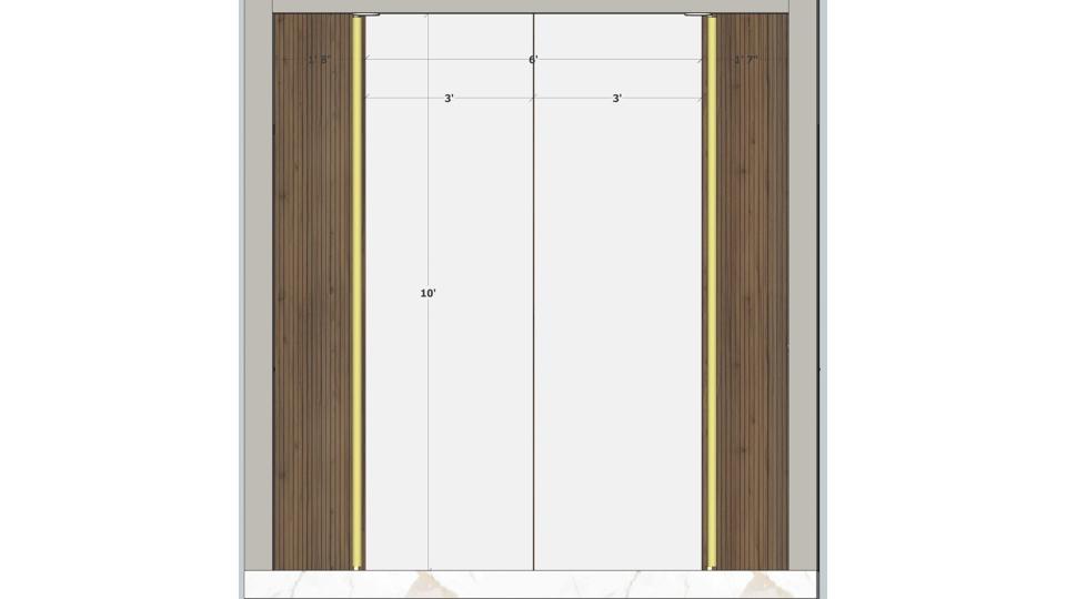 First floor dressing room wardrobe & glass shutter  2d dimensions