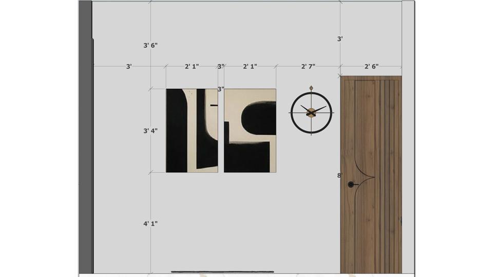 Image of the master bed room displaying a stylish bookcase filled with books and decorative items against a neutral-toned wall 2d dimensions