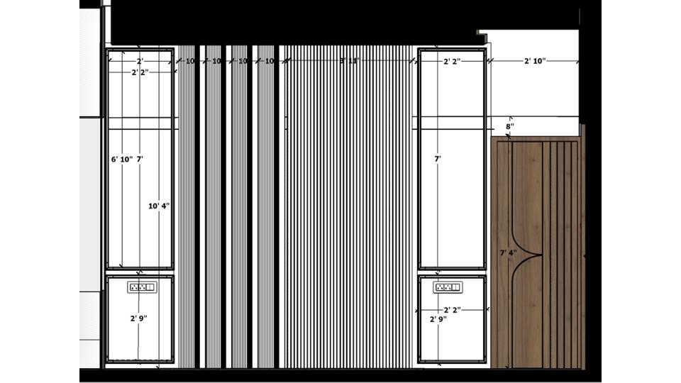 Image of the master bedroom featuring a luxurious bed with a tufted headboard, bedside tables, and pendant lights against an accent wall 2d dimensions