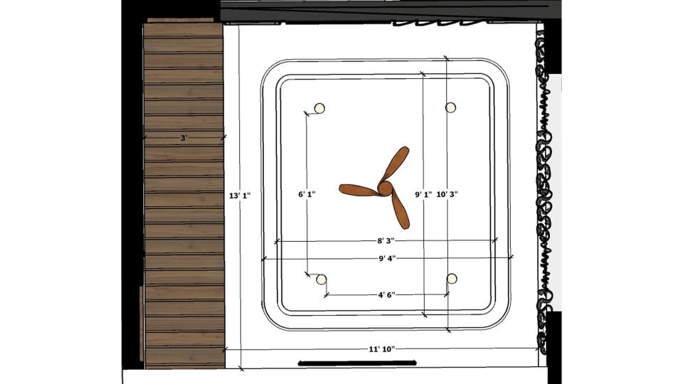 Master bedroom false ceiling view (Ground floor) 2d dimensions