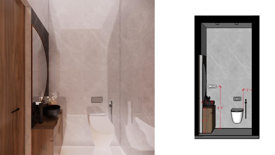 Powder  bathroom WC area & 2d dimensions
