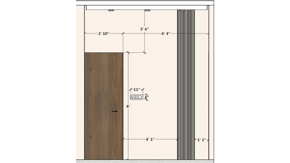walk'in closet large mirror unit 2d dimensions