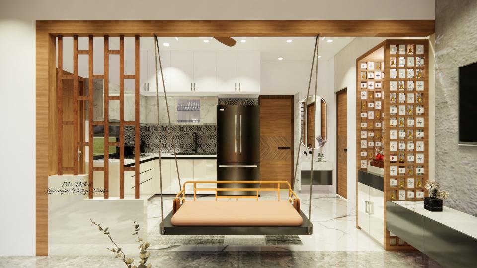 Showing the view of the kitchen from the living room