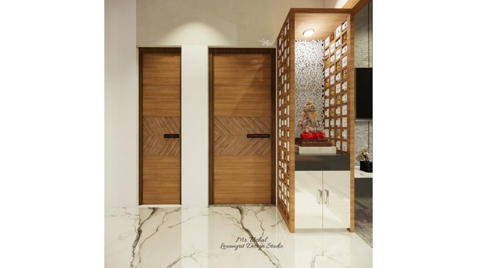 Showing the view of the puja unit from the living room