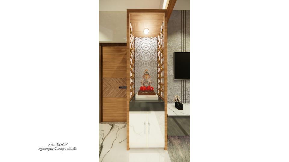 Showing the view of the puja unit from the living room