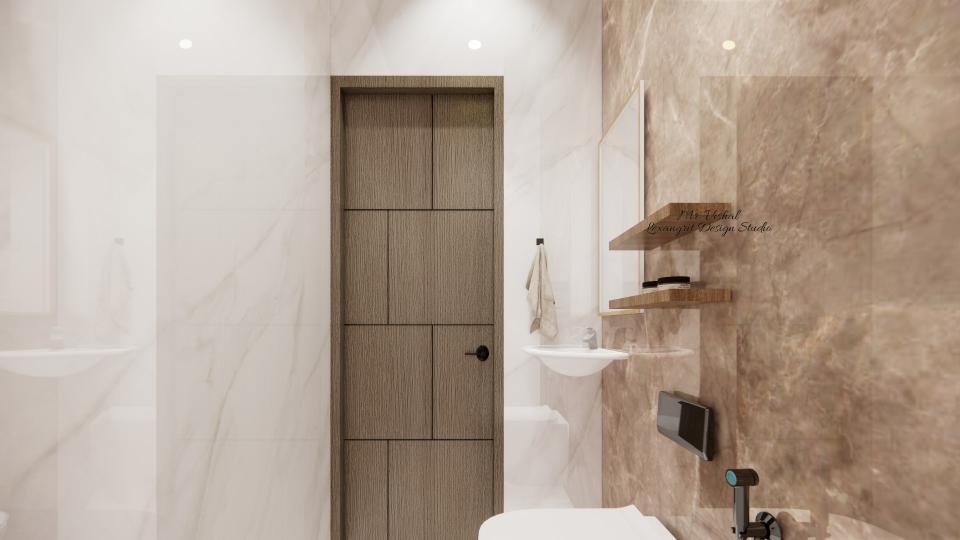 Toilet 2 showing wc area and open shelf,small basin & small mirror