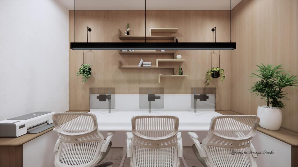 Employees cabin design with desk