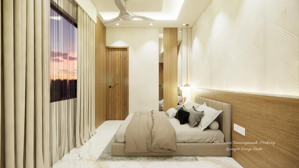 Bedroom showing luxurious bed and mirror paneling design