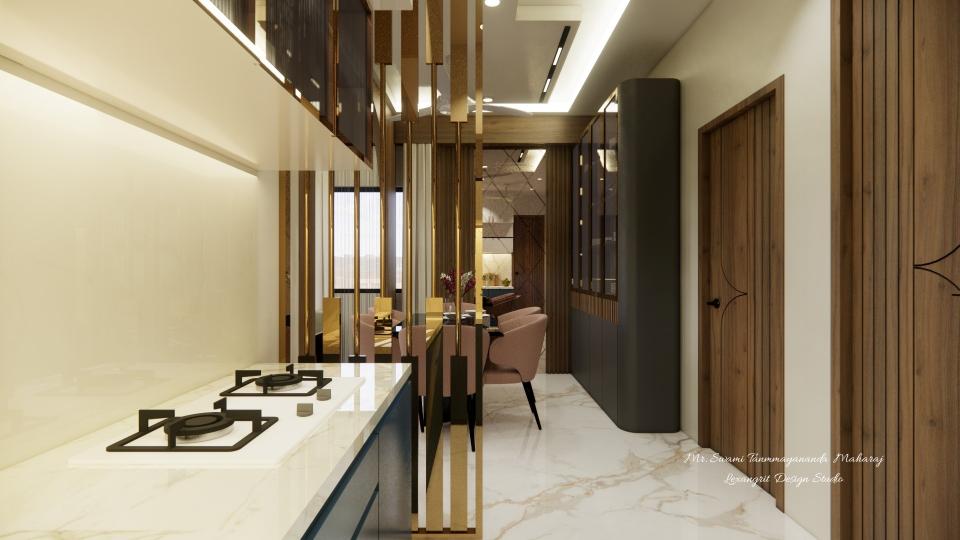 Kitchen area to dining area view